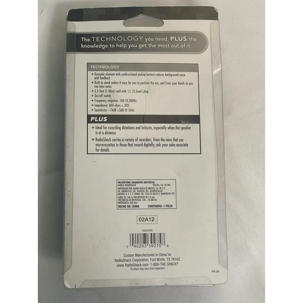 RadioShack Unidirectional Dynamic‎ Universal Recorder Microphone NEW BinB